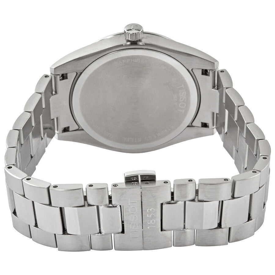 Tissot Gentleman watch caseback displaying stainless steel cover and bracelet