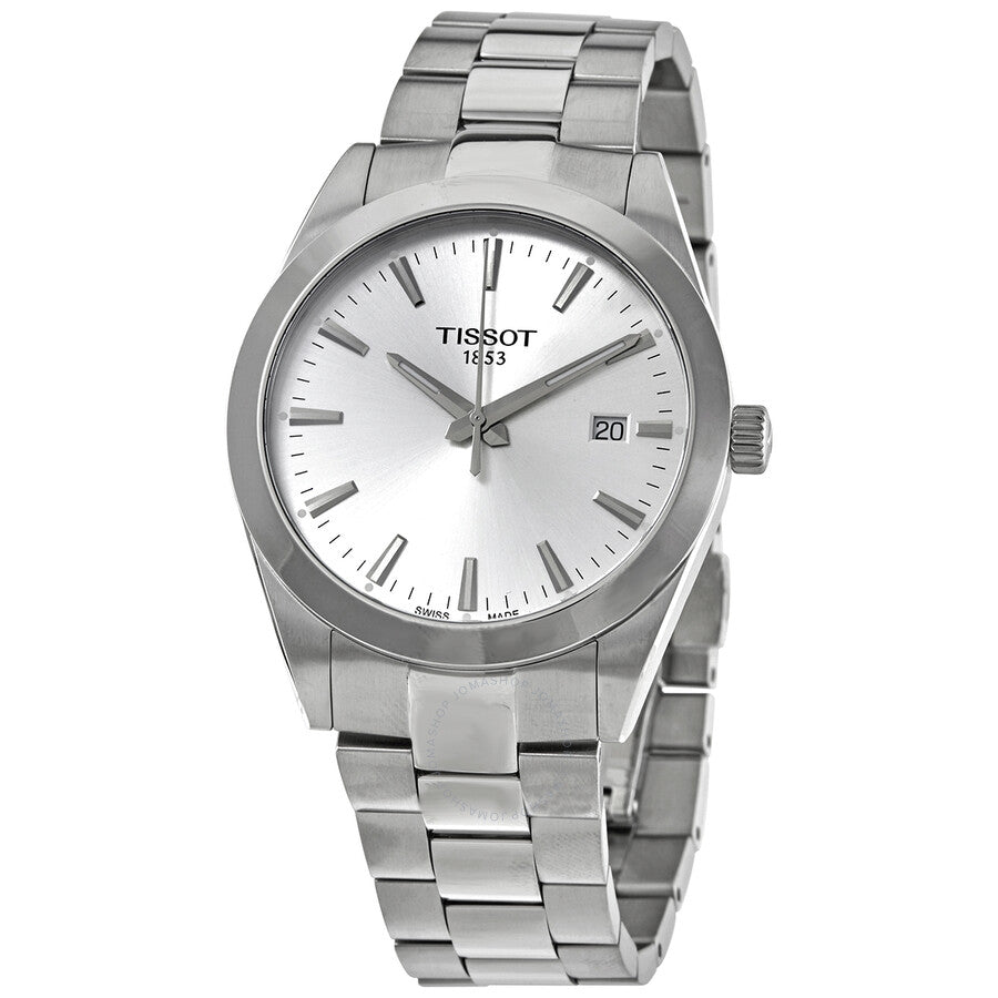 Tissot Gentleman quartz men's watch with silver dial and stainless steel bracelet