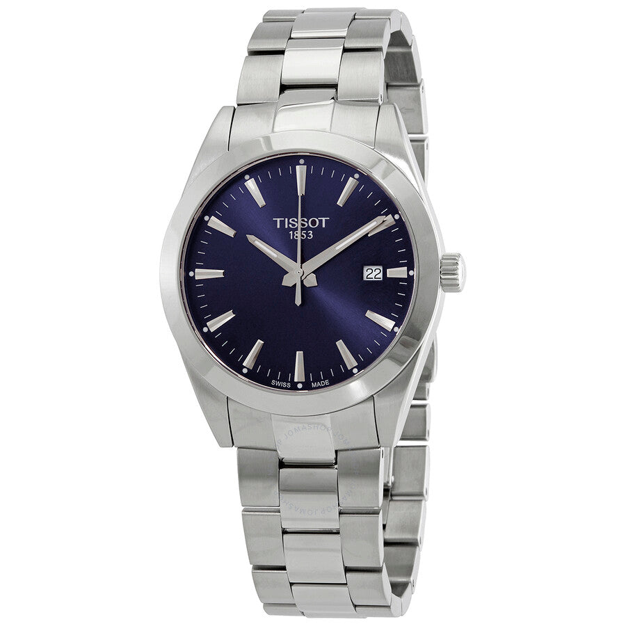 Tissot Gentleman quartz watch with blue dial and stainless steel bracelet