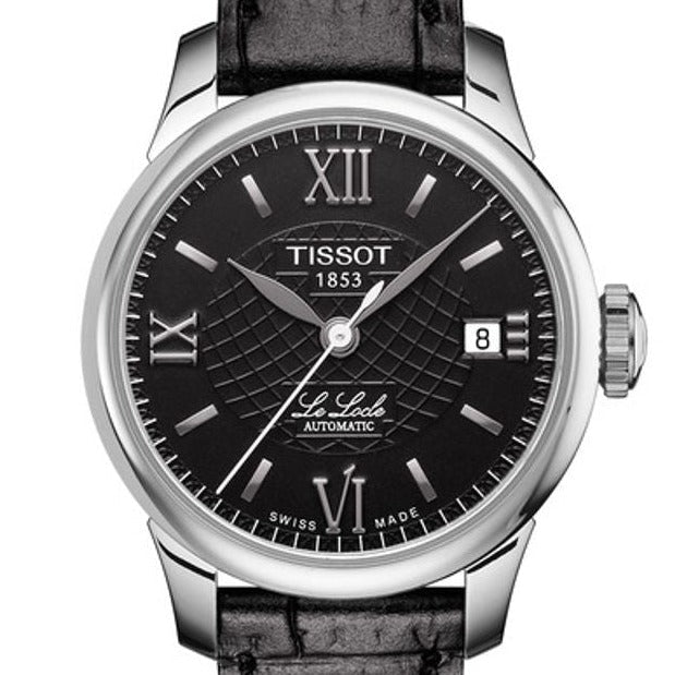 Tissot Le Locle Automatic Lady dial detail with Roman numerals, date window, and Le Locle signature