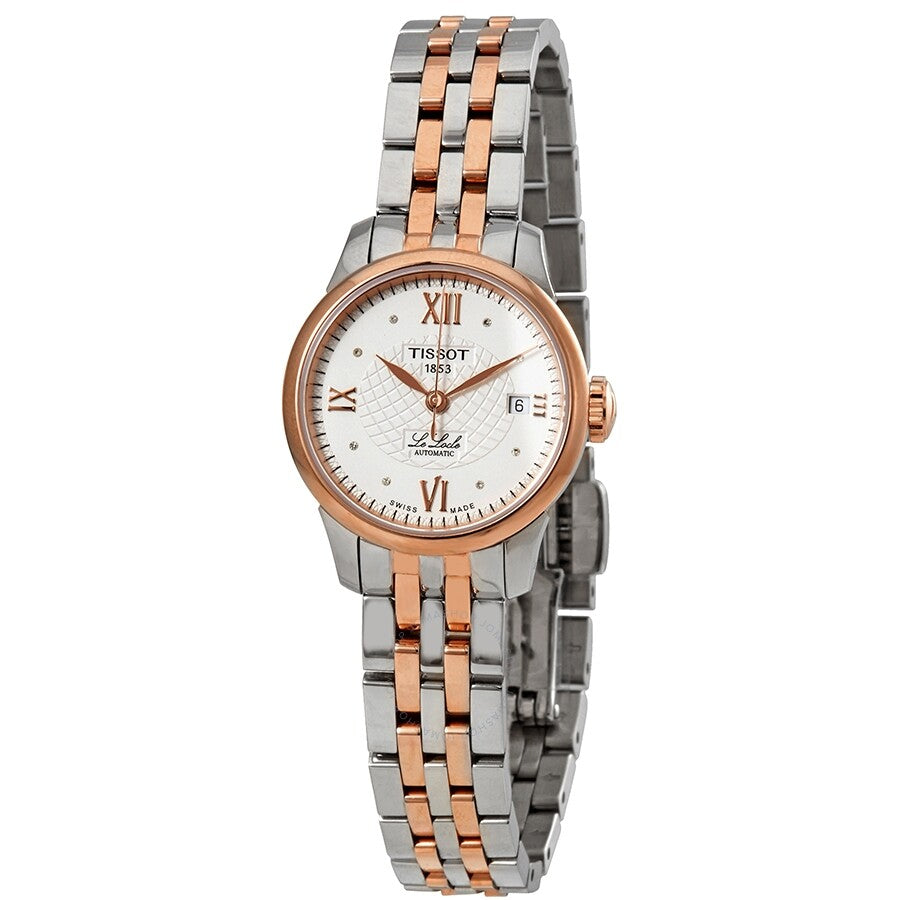 Tissot Le Locle Automatic Lady two-tone steel and rose gold side angle view