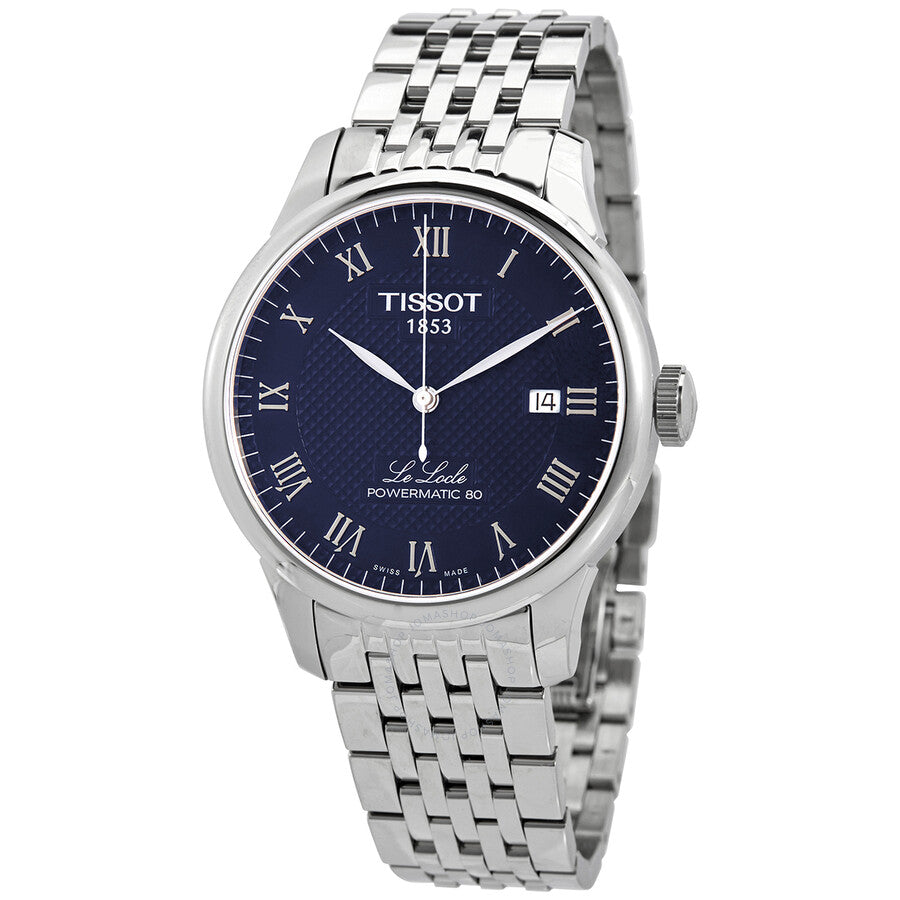 Tissot Le Locle Automatic stainless steel watch with blue dial and Roman numeral markers