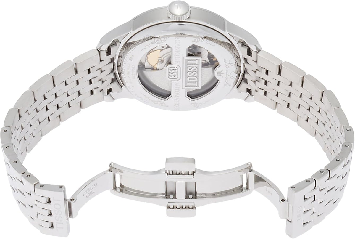 Tissot Le Locle caseback showing Powermatic 80 automatic movement visible through sapphire crystal