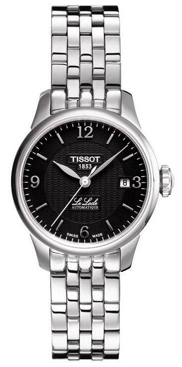 Tissot Le Locle Small Automatic women's watch with black dial and silver steel bracelet
