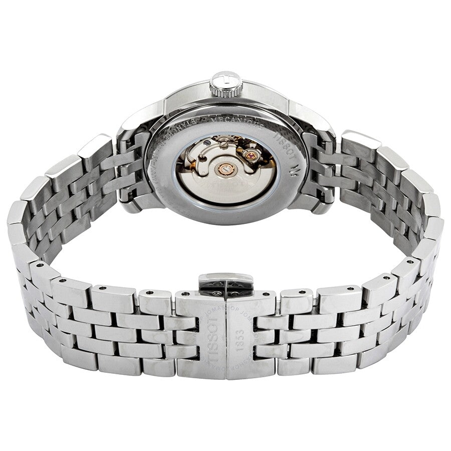 Tissot Le Locle caseback revealing automatic movement through transparent display
