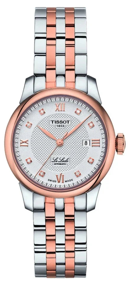 Tissot Le Locle ladies watch with silver dial and diamond indices, two-tone bracelet