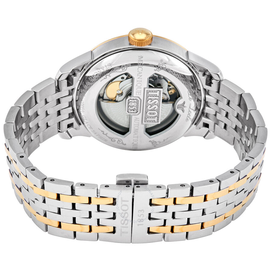 Caseback view revealing Tissot Powermatic 80 automatic movement with visible rotor