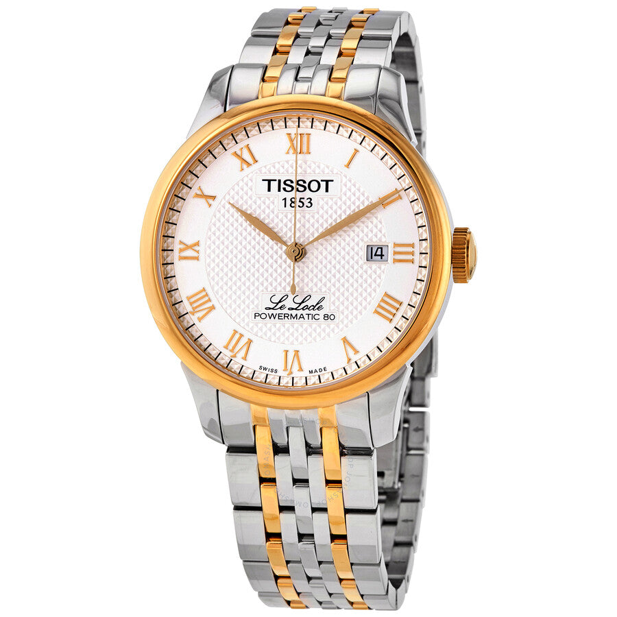 Tissot Le Locle automatic watch with silver dial, two-tone stainless steel and gold-plated bracelet