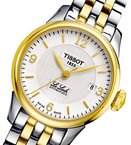 Tissot Le Locle automatic watch with silver dial, gold-tone bezel and two-tone bracelet