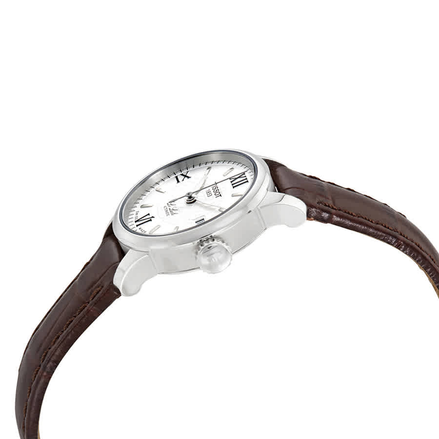 Tissot Le Locle Automatic watch worn on wrist with brown leather strap