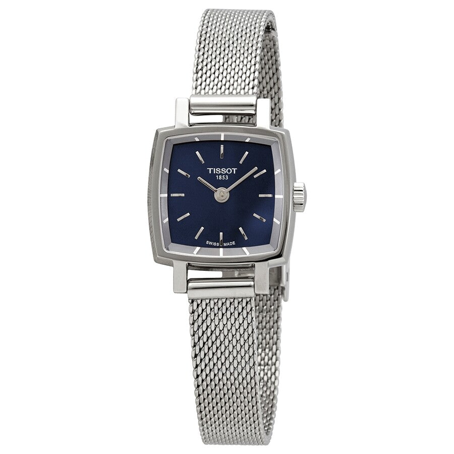 Tissot Lovely Square blue dial ladies watch with stainless steel mesh bracelet