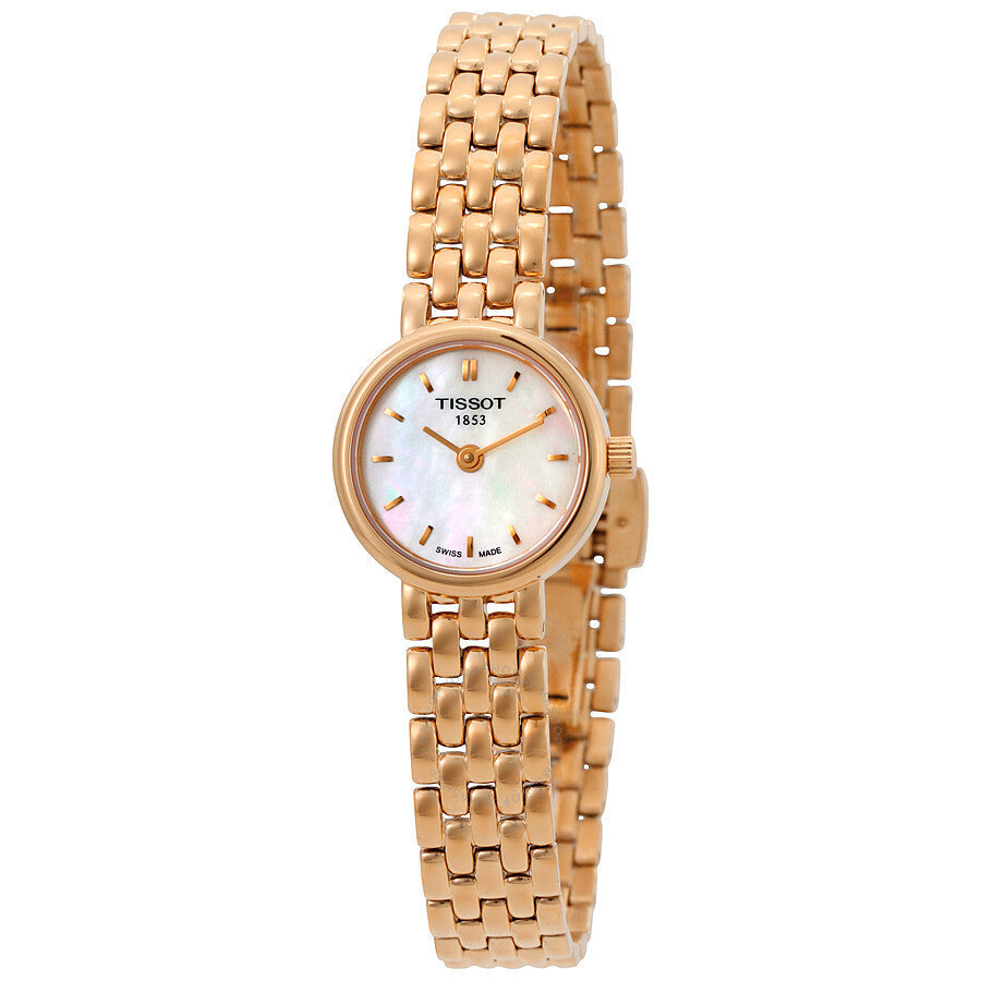 Tissot Lovely mother of pearl dial ladies watch with rose gold case and integrated bracelet