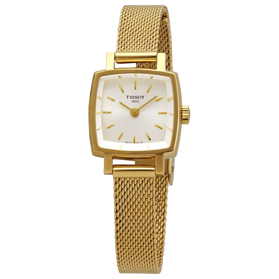 Tissot Lovely quartz ladies watch with silver dial and gold-tone mesh bracelet