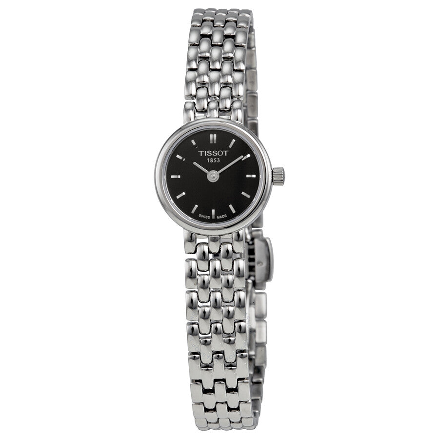 Tissot Lovely ladies watch with black dial and stainless steel bracelet