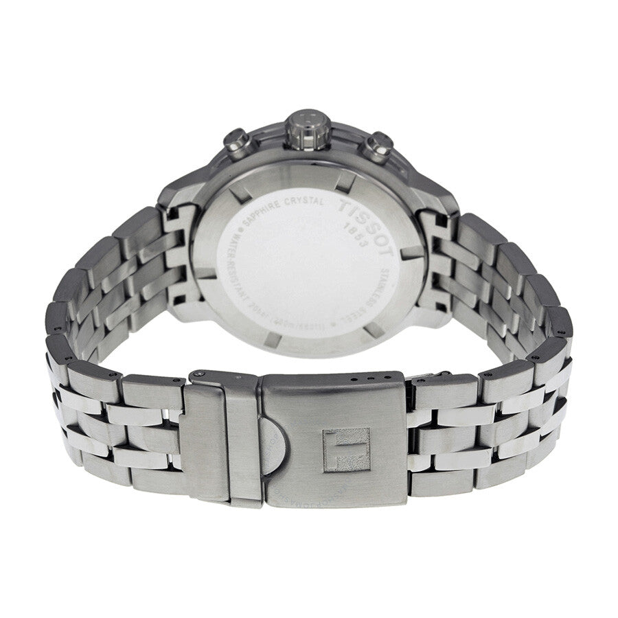 Tissot PRC 200 caseback with stainless steel bracelet and clasp