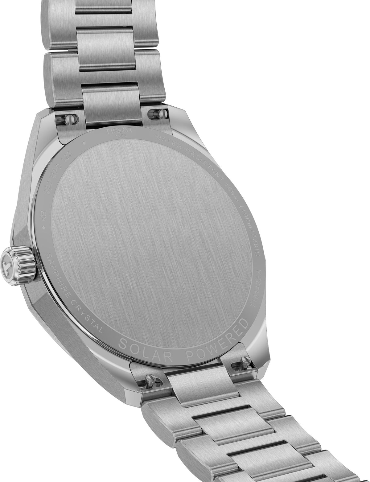 Tissot PRC100 Solar stainless steel caseback and bracelet