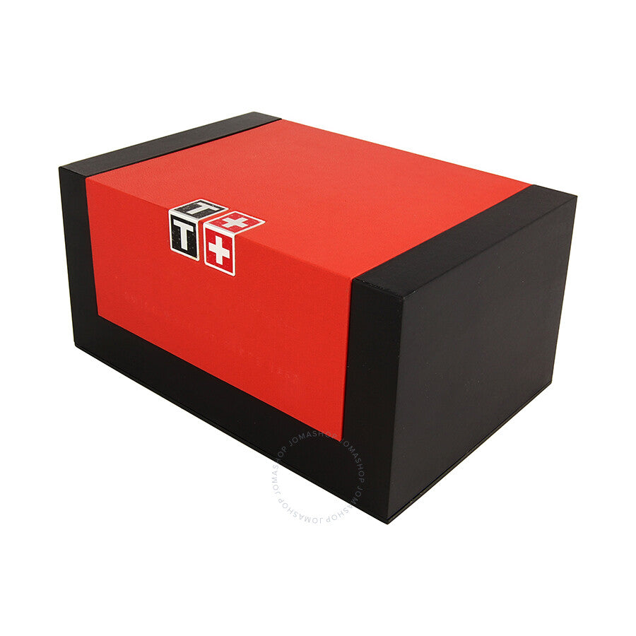 Tissot PRS 200 chronograph watch presentation box with red and black design