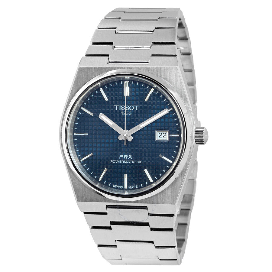 Tissot PRX Powermatic 80 men's watch with blue dial and stainless steel bracelet