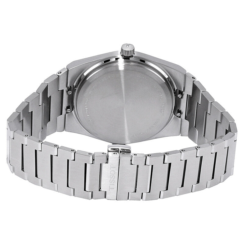 Tissot PRX watch caseback showing stainless steel case back