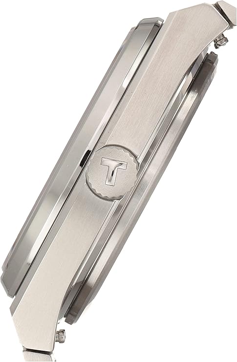 Tissot PRX watch side profile showing steel case and integrated bracelet