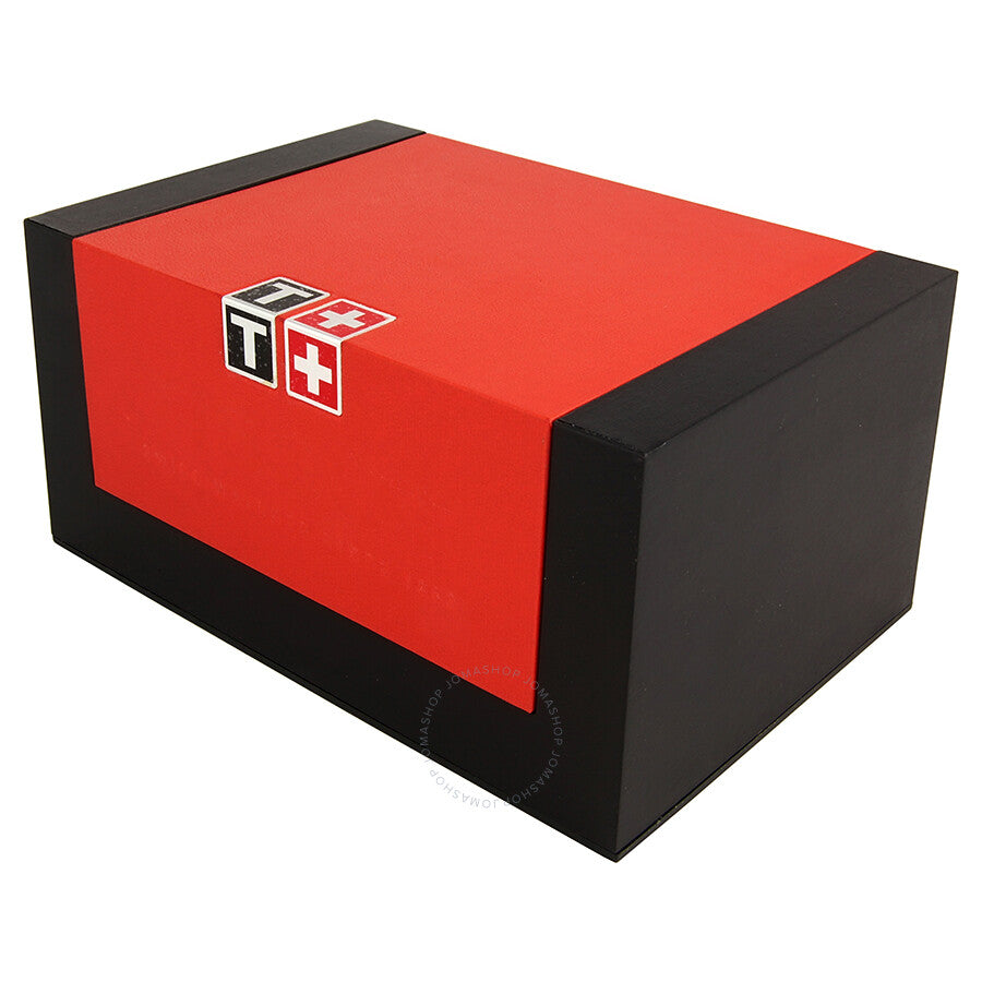 Tissot watch presentation box with red lid and black sides
