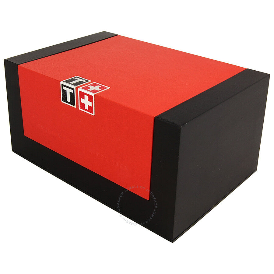 Tissot official red and black presentation box with Swiss flag logo