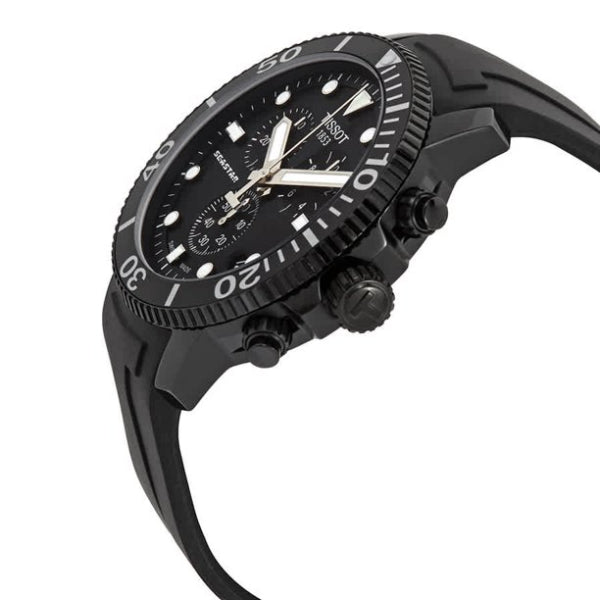 Tissot Seastar 1000 Chronograph worn on wrist showing dial and case proportions