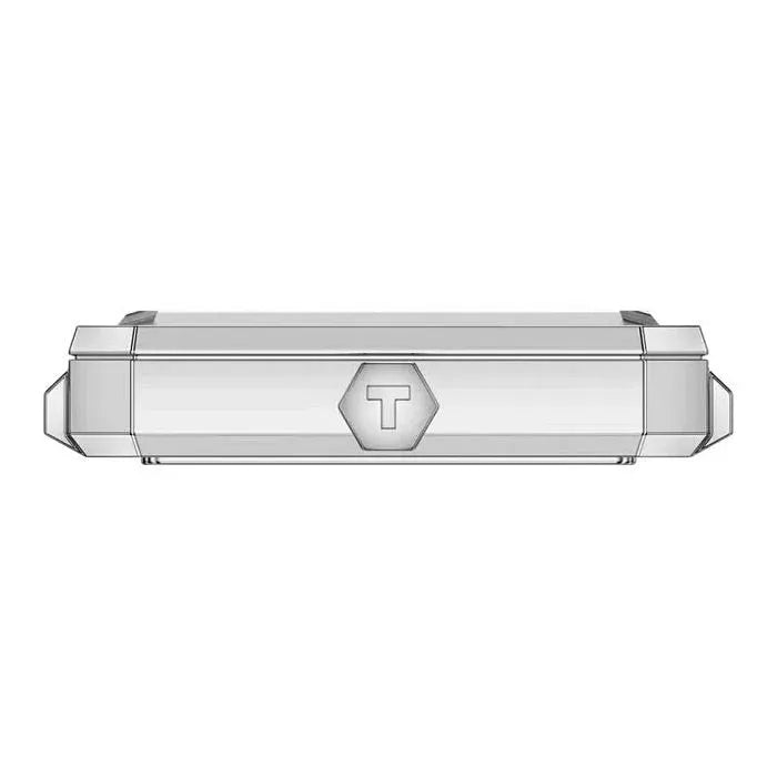 Side profile of Tissot SRV women's watch showing case thickness and stainless steel links