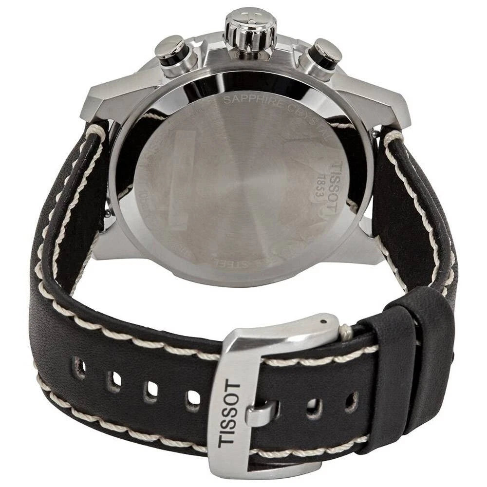 Tissot SuperSport Chronograph caseback showing movement through transparent exhibition back
