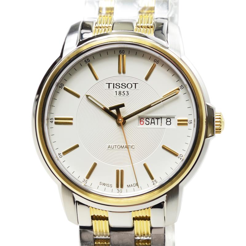 Tissot T Classic Automatic white dial two-tone steel men's watch with date window