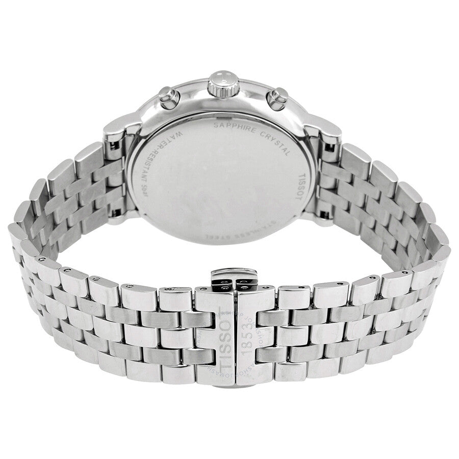 Tissot Carson Premium watch caseback view showing stainless steel case back
