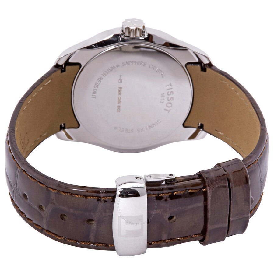 Tissot T-Classic Couturier watch caseback showing sapphire crystal and engraved text