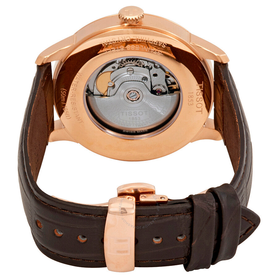 Tissot T-Classic caseback showing Powermatic 80 automatic movement and mechanism
