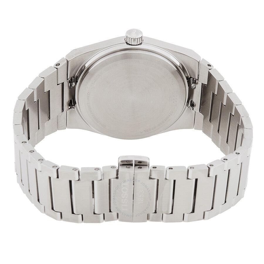 Caseback view of Tissot T-Classic stainless steel watch with secure crown