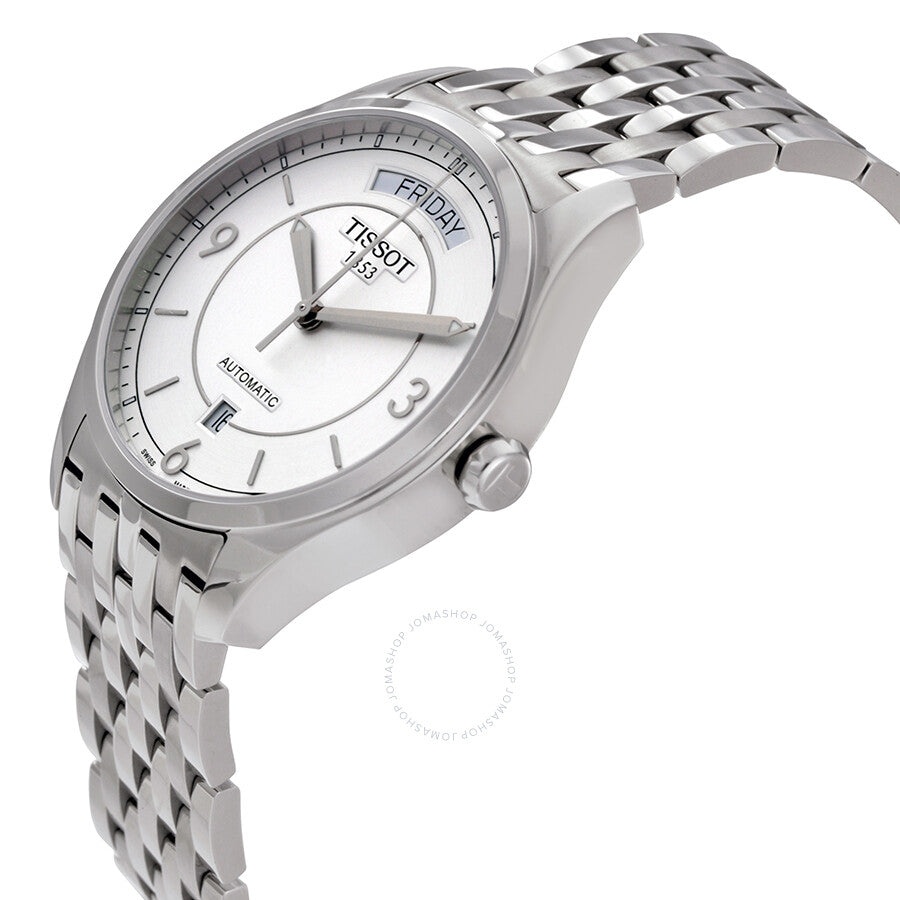 Side angle view of Tissot T-One watch showing case and bracelet