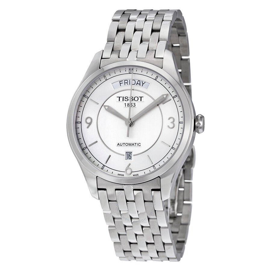 Tissot T-One automatic men's watch with silver dial and stainless steel bracelet