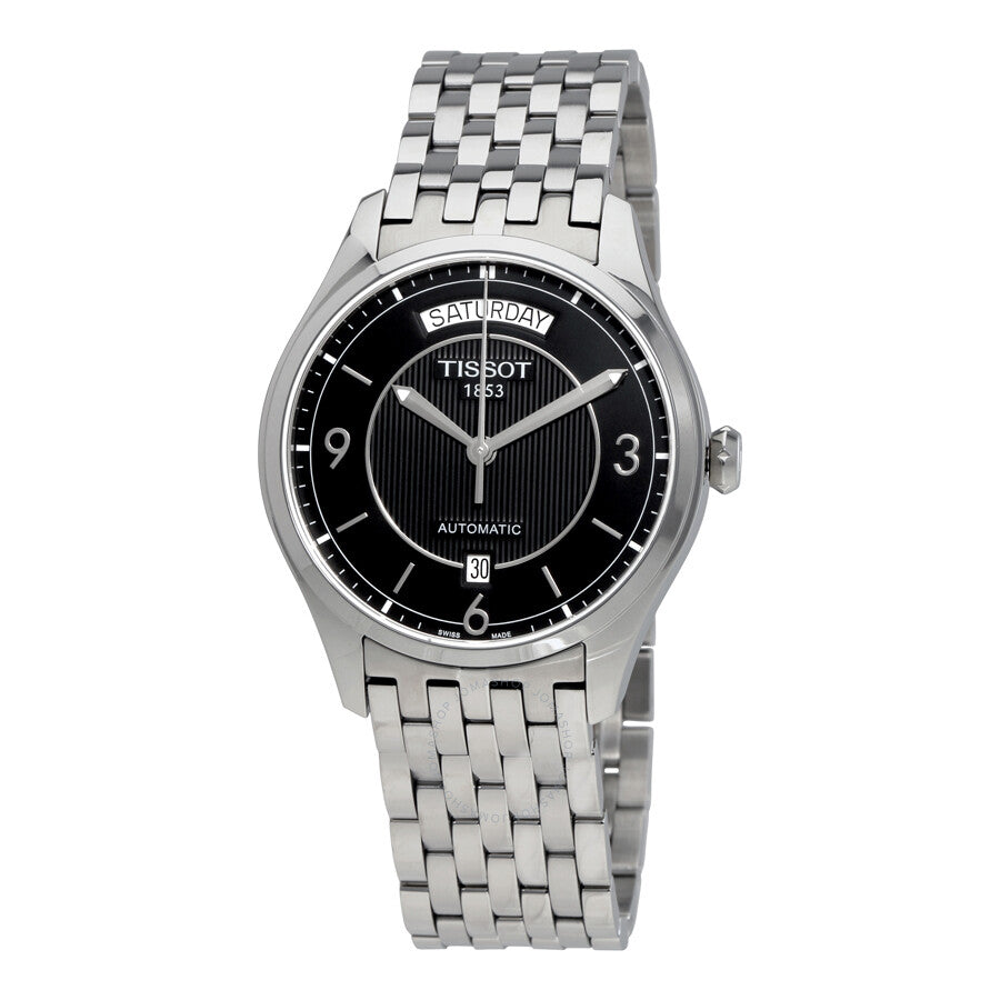 Tissot T-One men's automatic watch with stainless steel bracelet and black dial