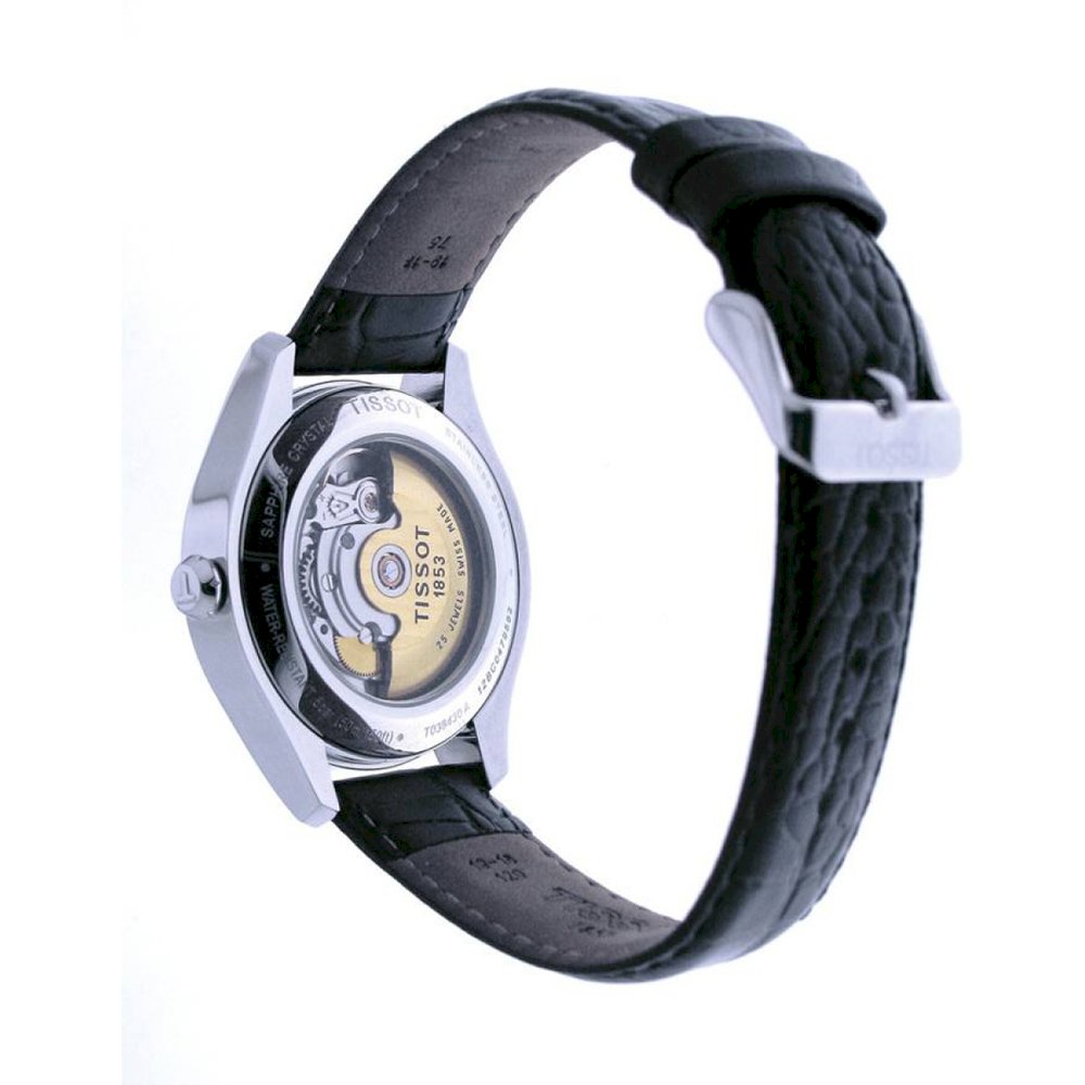 Tissot T One Automatic caseback showing automatic movement and Tissot branding