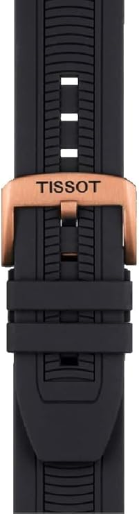 Tissot T-Race chronograph black silicone strap with rose gold buckle and Tissot branding