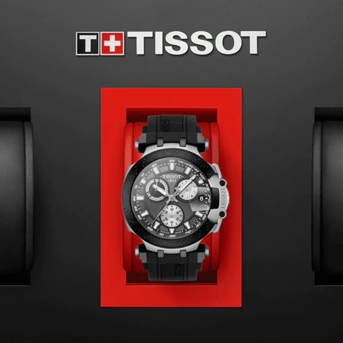 Tissot T-Race chronograph watch in official red and black presentation box with logo
