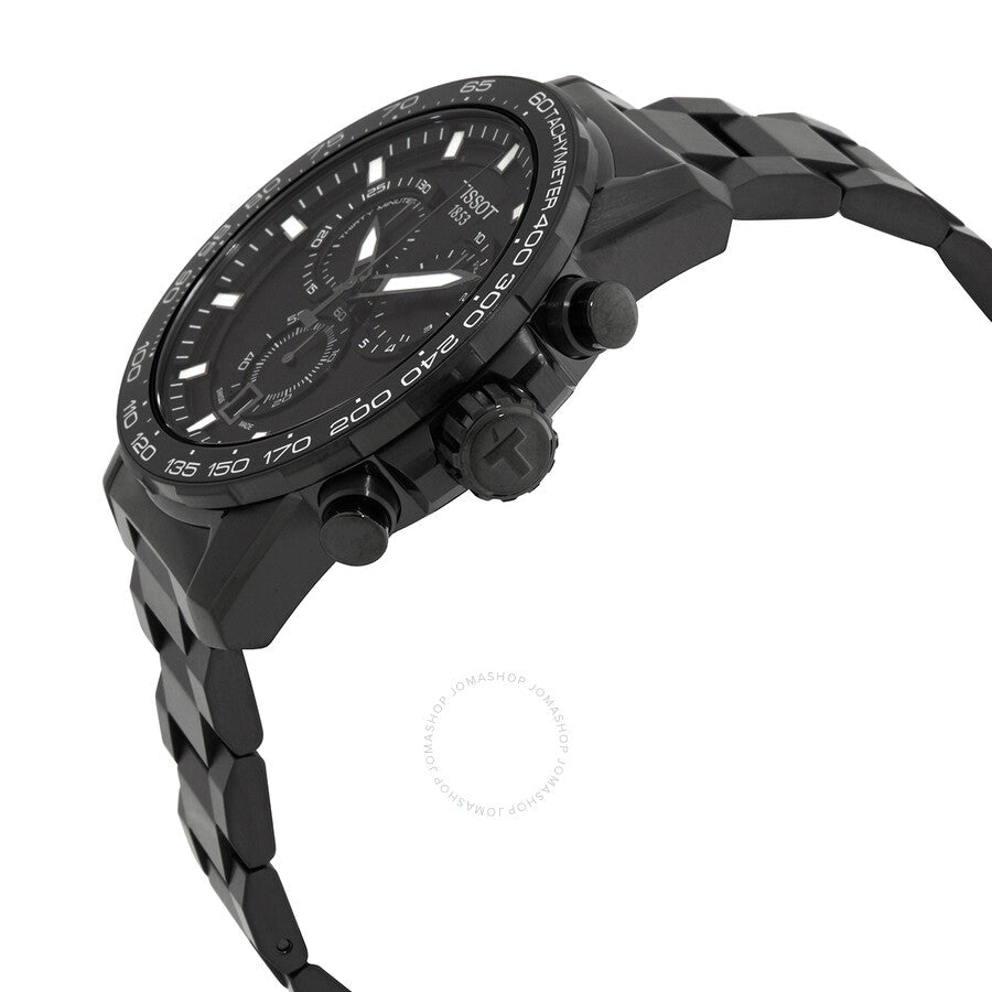 Tissot T-Sport Chronograph Quartz Men's Watch side angle with black bracelet