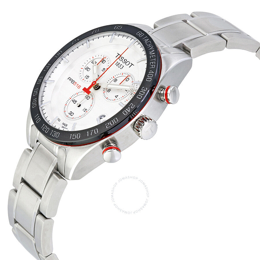 Tissot T-Sport PRS516 chronograph displayed at an angle showing case profile and bracelet
