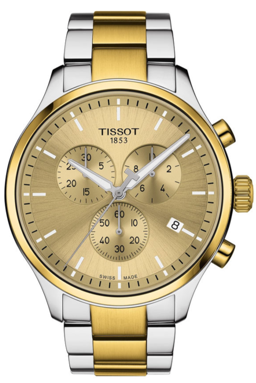 Tissot T-Sport Chronograph with two-tone stainless steel bracelet and champagne dial