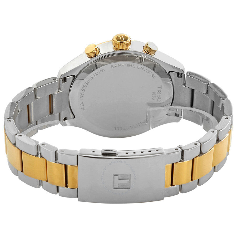 Caseback view of Tissot T-Sport Chronograph with two-tone bracelet
