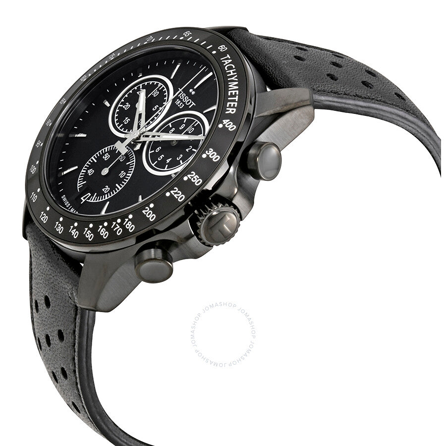 Tissot T-Sport V8 chronograph watch angled view showing case and perforated strap