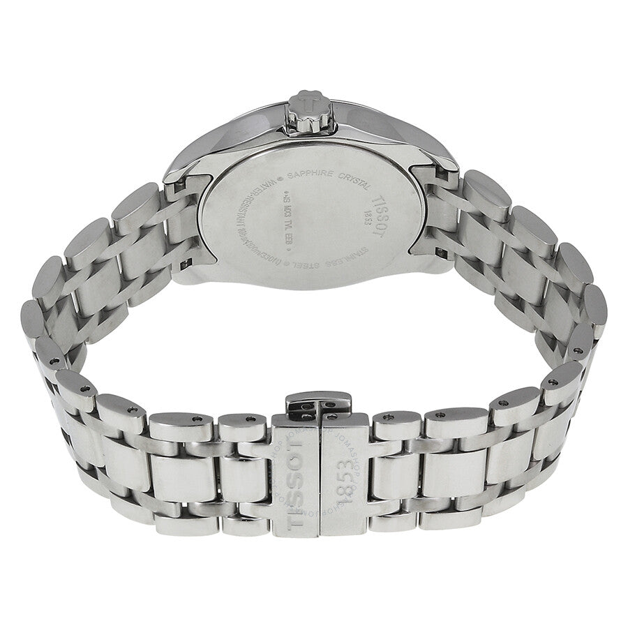 Caseback of Tissot Couturier watch with engraved stainless steel case