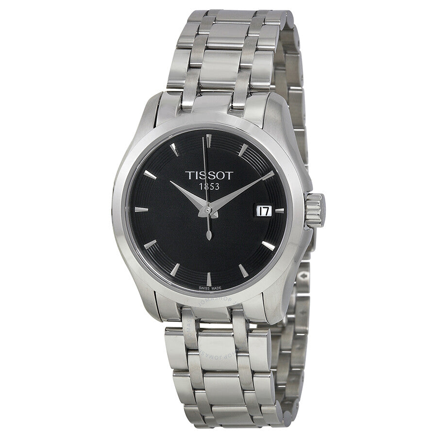 Tissot T-Trend Couturier ladies watch with black dial and stainless steel bracelet