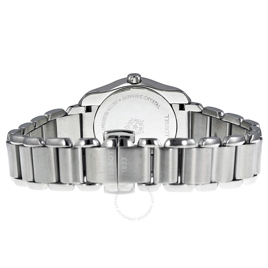 Caseback of Tissot T-Wave showing sapphire crystal and stainless steel back