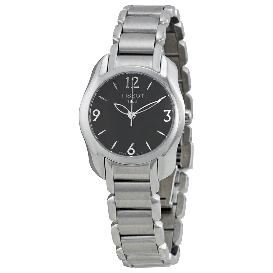 Tissot T-Wave black dial stainless steel ladies watch with Arabic numerals
