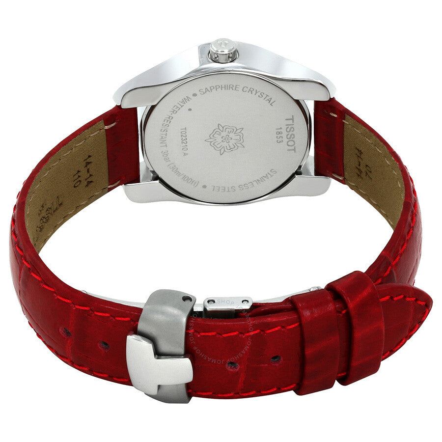 Tissot T-Wave caseback showing sapphire crystal and stainless steel case detail